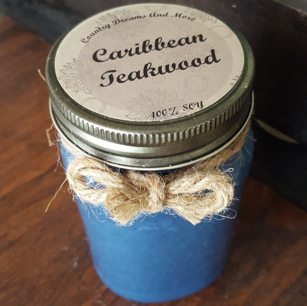 Caribbean Teakwood scented soy wax candle